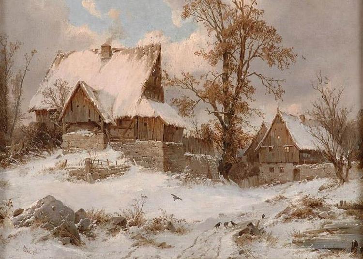 Karl Julius von Leypold Dorfansicht im Winter China oil painting art